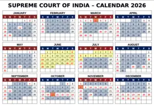 Supreme Court of India Calendar 2026 PDF
